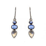 Sterling Silver Rainbow Moonstone and Kyanite Collar Necklace and Earring Set