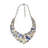Sterling Silver Rainbow Moonstone and Kyanite Collar Necklace and Earring Set