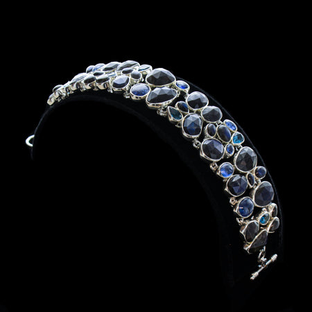 14KW Blue Topaz and Diamond Pear Necklace