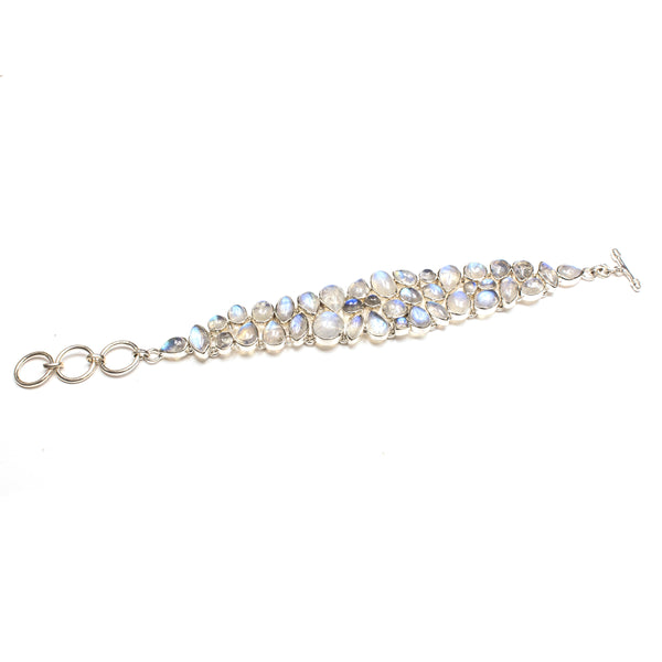 SS Rainbow Moonstone Array Toggle Bracelet
