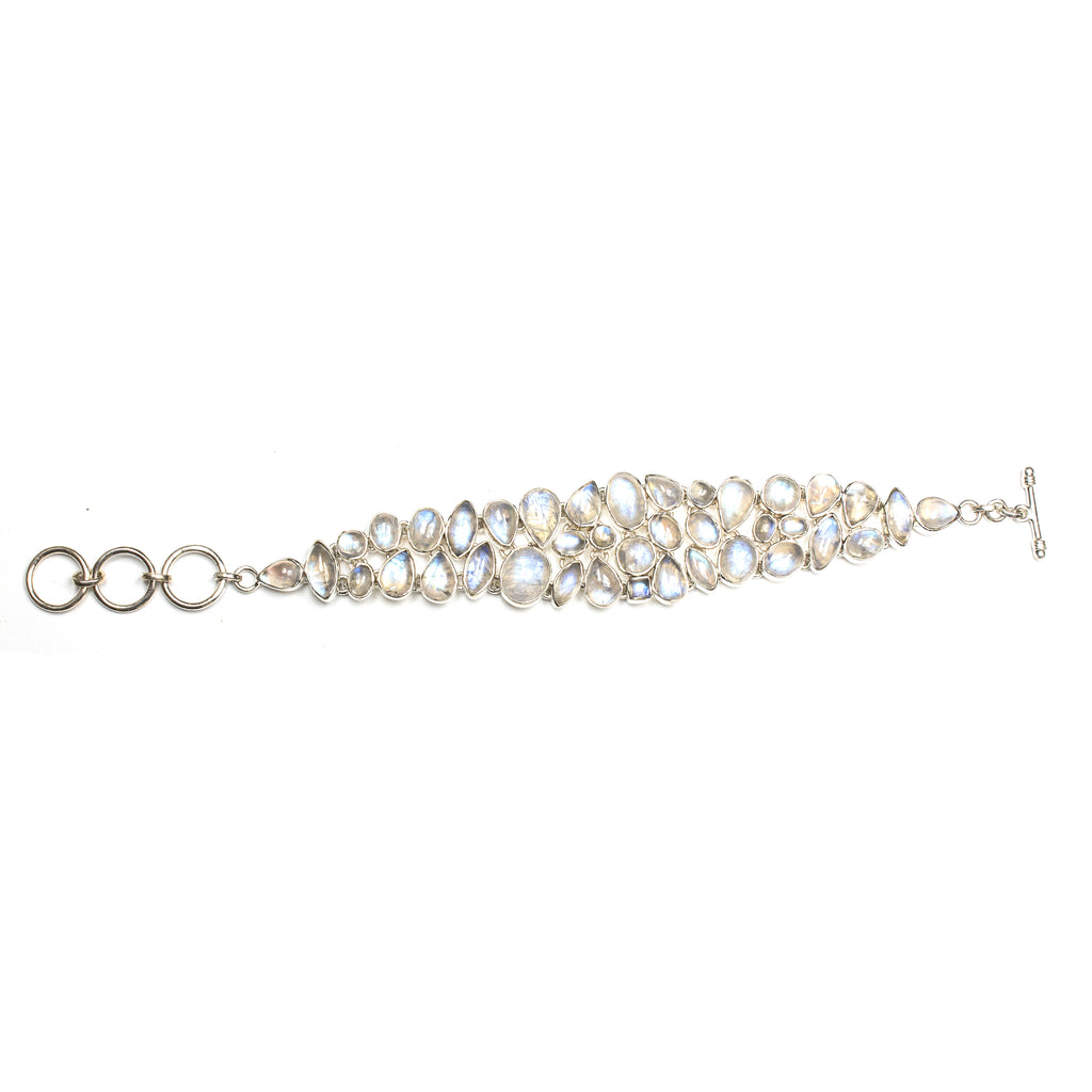 SS Rainbow Moonstone Array Toggle Bracelet