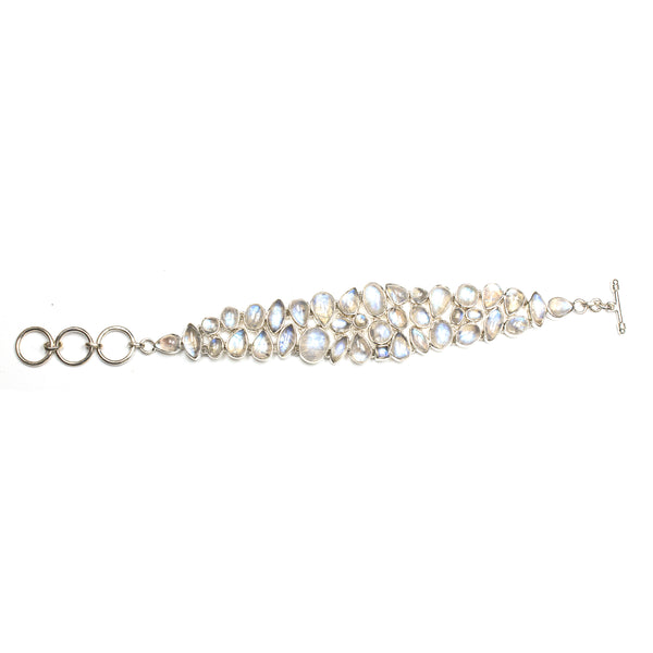 SS Rainbow Moonstone Array Toggle Bracelet