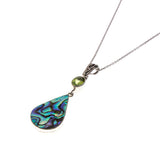 SS Abalone Pear and Peridot Necklace