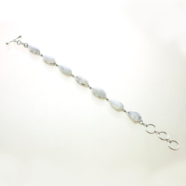 SS Rainbow Moonstone Marquis Variety Bracelet