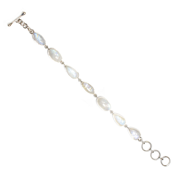 SS Rainbow Moonstone Oval, Pear & Marquis Toggle Bracelet