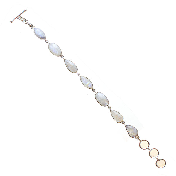 SS Rainbow Moonstone Marquis Variety Bracelet