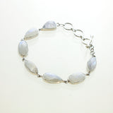 SS Rainbow Moonstone Marquis Variety Bracelet