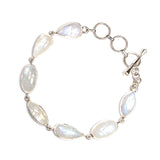 SS Rainbow Moonstone Oval, Pear & Marquis Toggle Bracelet
