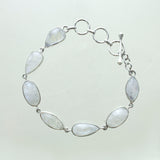 SS Rainbow Moonstone Marquis Variety Bracelet