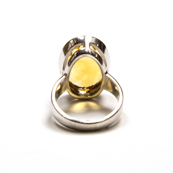 SS Citrine Oval Bezel Ring Size 7