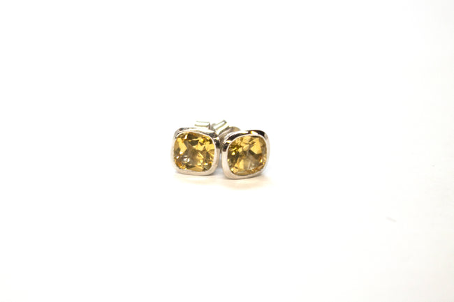 SS Citrine Square Studs