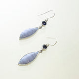 SS Blue Lace Agate & Iolite Drop Earrings