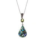 SS Abalone Pear and Peridot Necklace