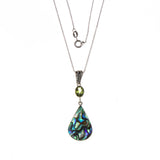 SS Abalone Pear and Peridot Necklace
