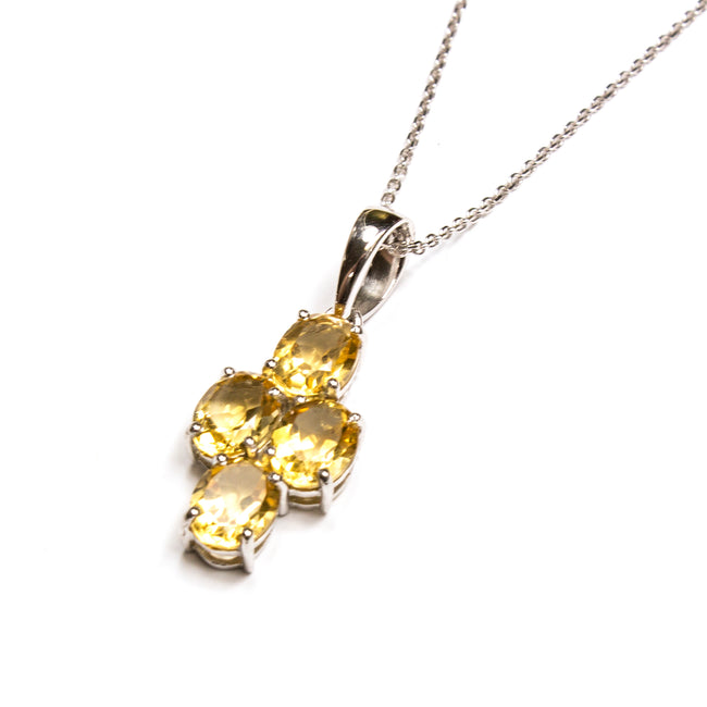 SS Citrine Quatrefoil Necklace
