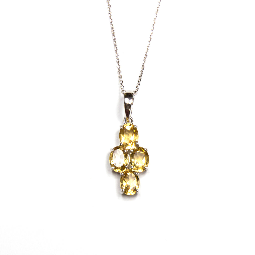 SS Citrine Quatrefoil Necklace