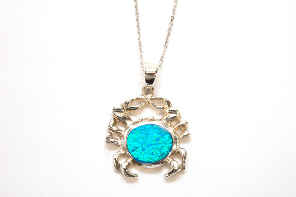 SS Created Opal Crab Necklace