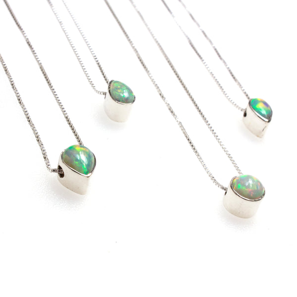 SS Assorted Ethiopian Opal Bezel Necklaces