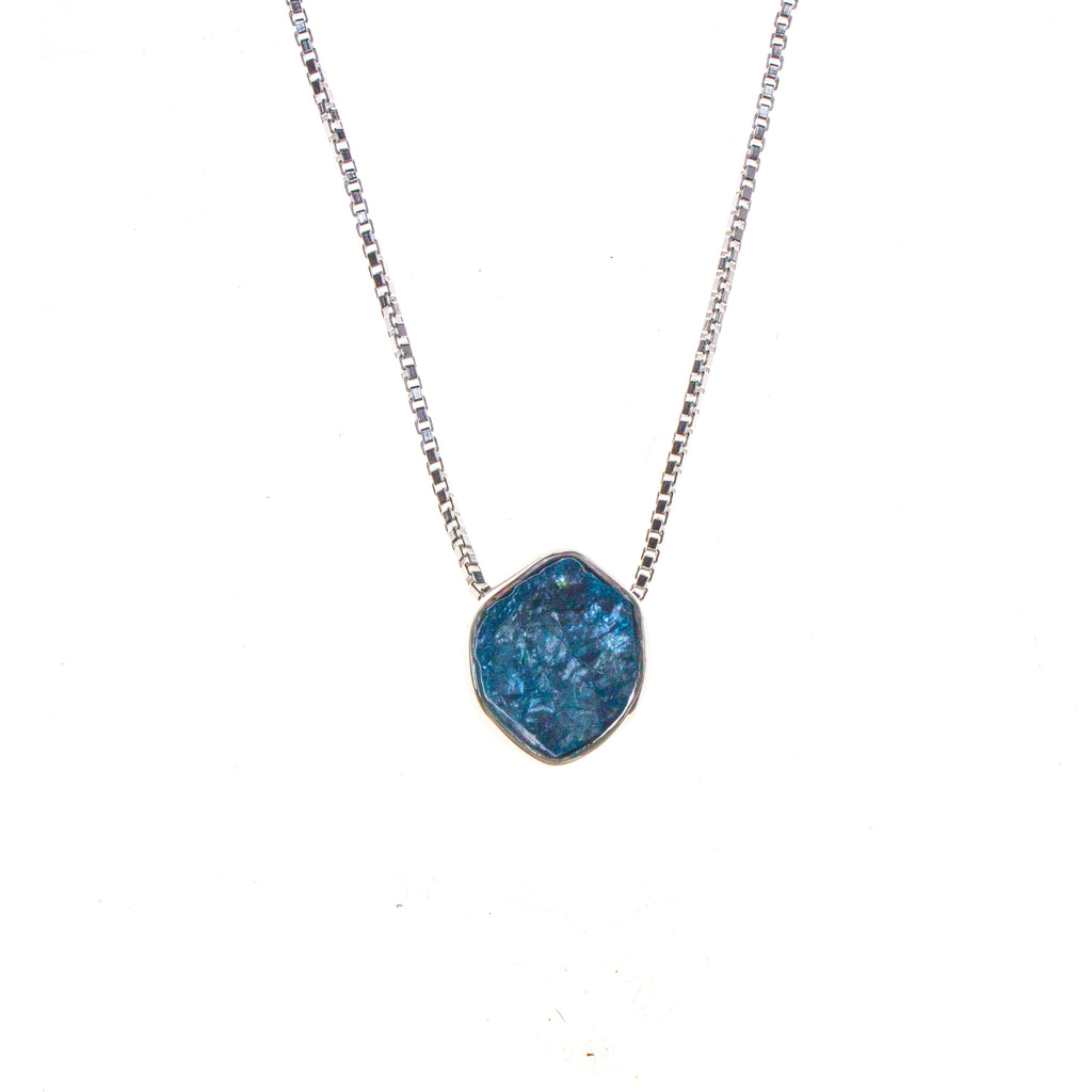 Sterling Silver Apatite Rough Bezel Necklace