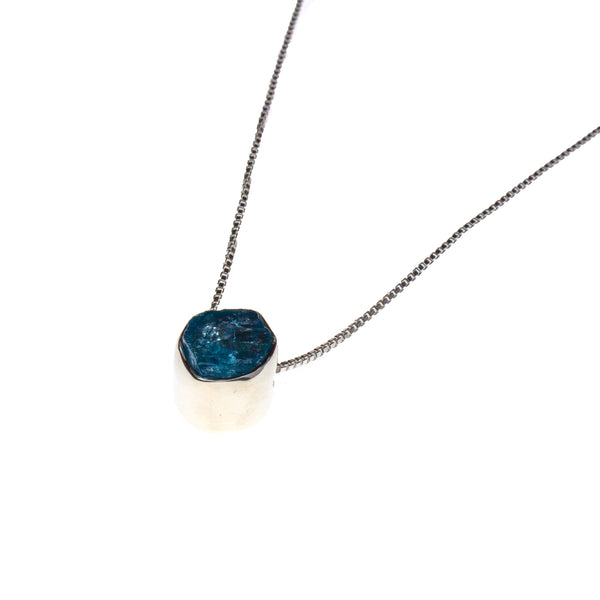 Sterling Silver Apatite Rough Bezel Necklace