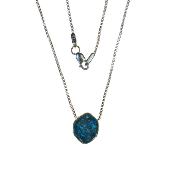Sterling Silver Apatite Rough Bezel Necklace