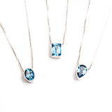 SS Assorted London Blue Topaz Bezel Necklaces