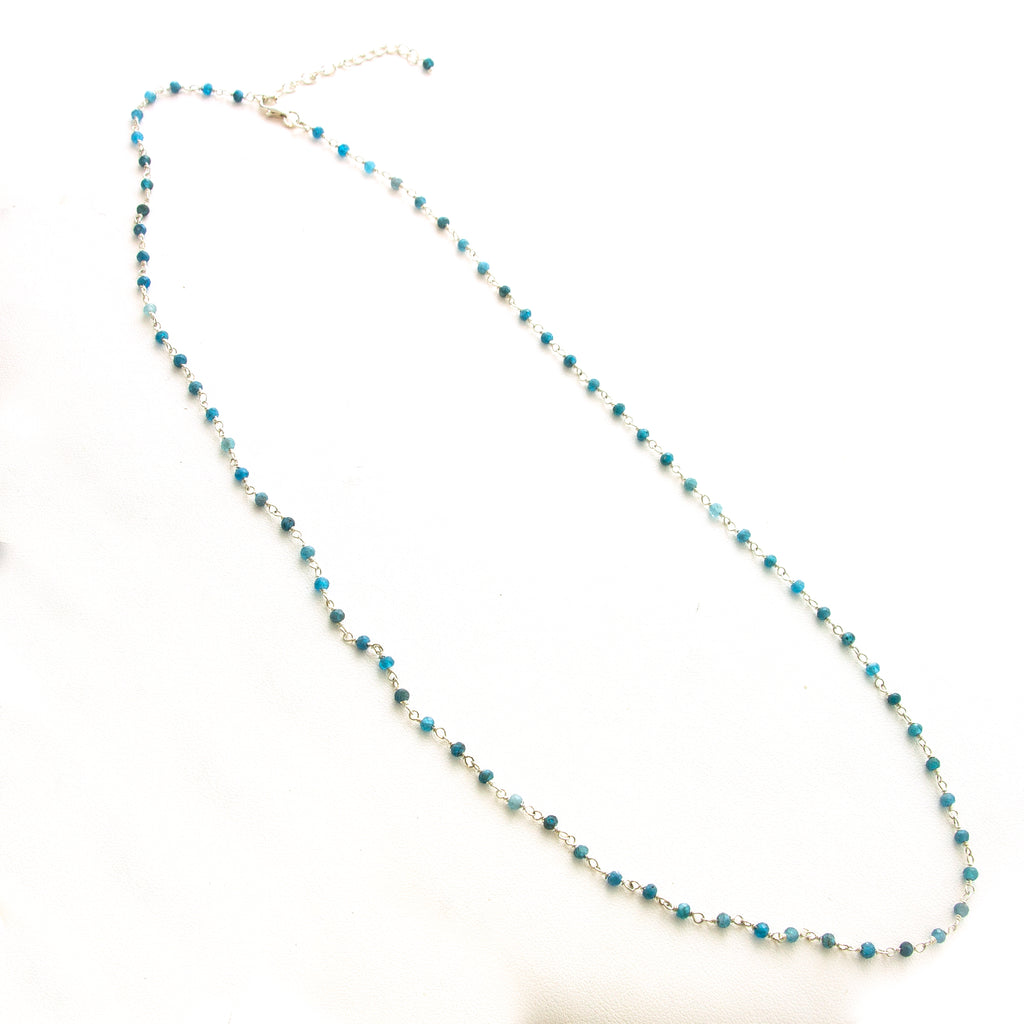 SS Simple 3mm Apatite Bead Link Necklace