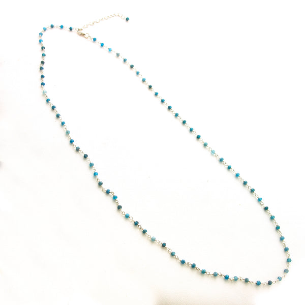 SS Simple 3mm Apatite Bead Link Necklace