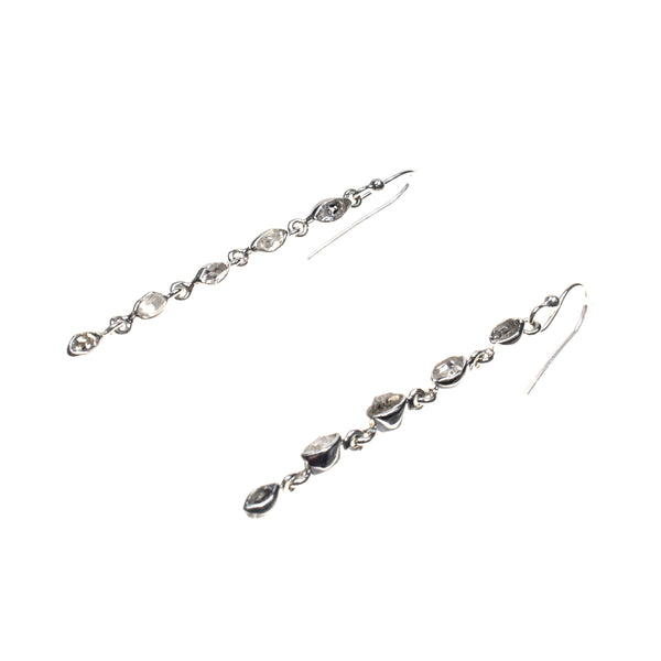 Sterling Silver Herikimer Diamond Drop Dangle Earrings