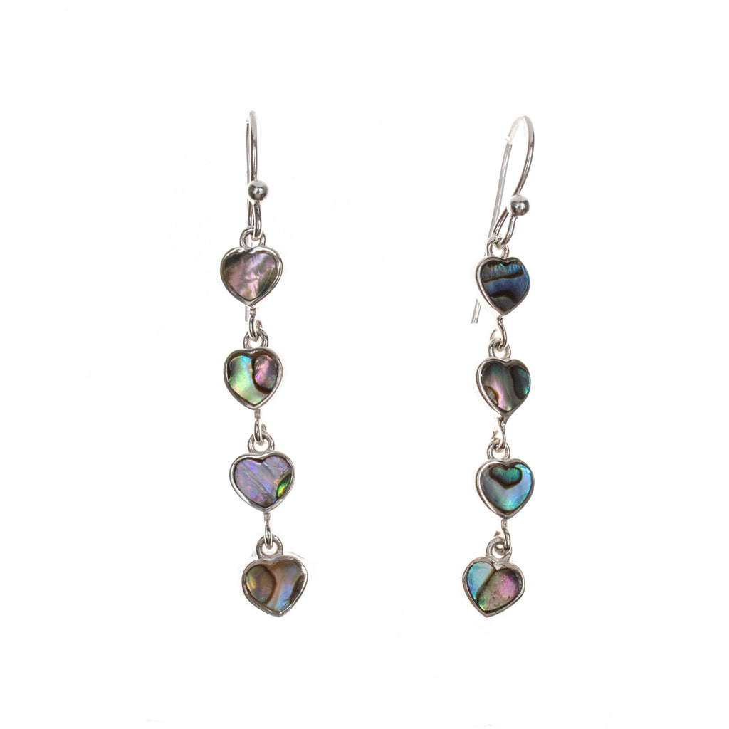Sterling Silver Abalone Heart Dangle Earrings