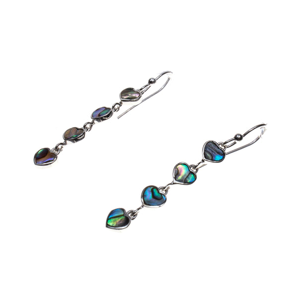 Sterling Silver Abalone Heart Dangle Earrings