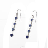 SS Lapis 4 Heart Dangle Earrings