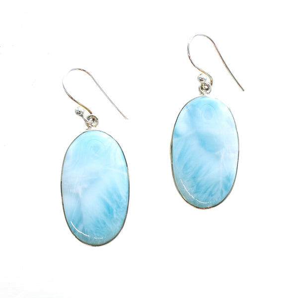 SS Large Larimar Oval Dangle Earrings