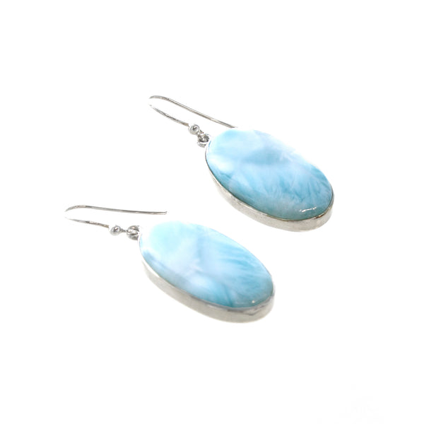 SS Large Larimar Oval Dangle Earrings