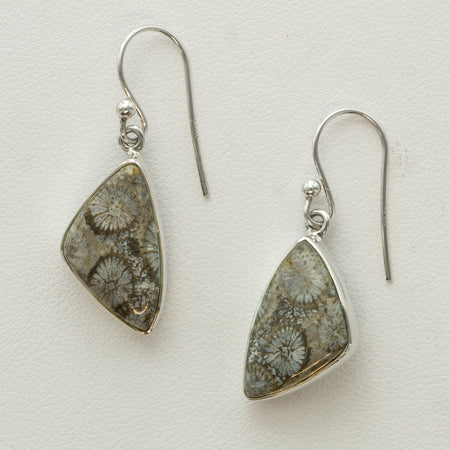 SS Rough Pyrite Bezel Earrings