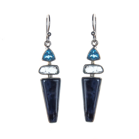14KW Aquamarine Oval Drop Earrings
