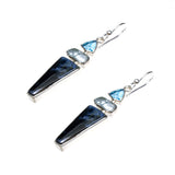 Sterling Silver Pietersite Aquamarine Blue Topaz Dangle Earrings