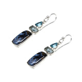 Sterling Silver Pietersite Aquamarine Blue Topaz Dangle Earrings