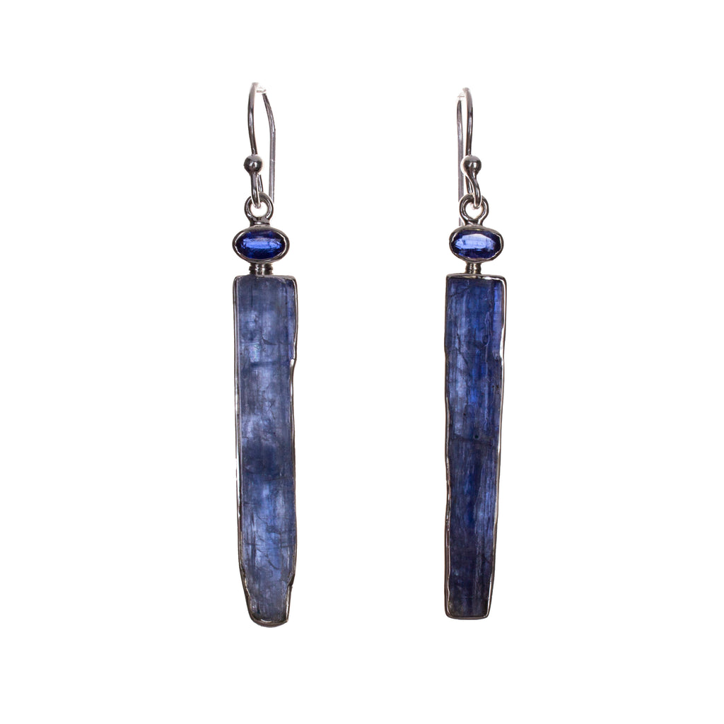 Sterling Silver Kyanite Bar Dangle Earrings