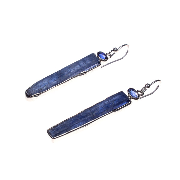 Sterling Silver Kyanite Bar Dangle Earrings