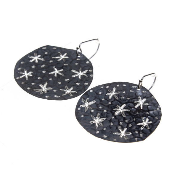 Oxidized Sterling Silver Starry Night Earrings