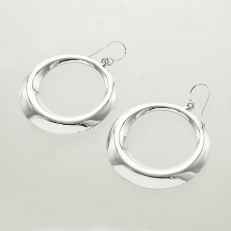 Sterling Silver Spiral Etched Oval Hoop Dangle Earrings