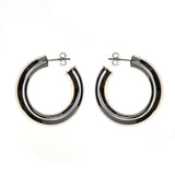 Sterling Silver Puff Hoop Earrings