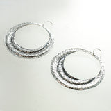 SS Wavy Floral Etched Hoops