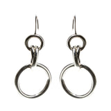 Sterling Silver Puff 4 Ring Dangle Earrings