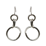 Sterling Silver Puff 4 Ring Dangle Earrings