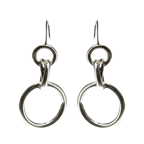 Sterling Silver Puff 4 Ring Dangle Earrings