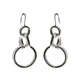 Sterling Silver Puff 4 Ring Dangle Earrings