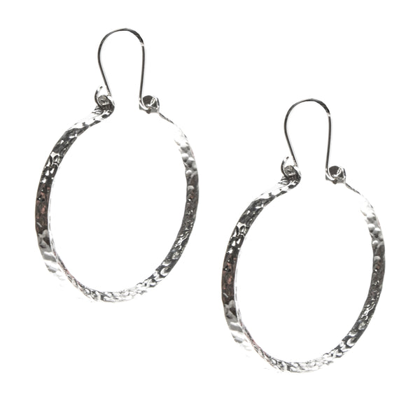 Hammered Sterling Silver 4-sided Hoop Earrings