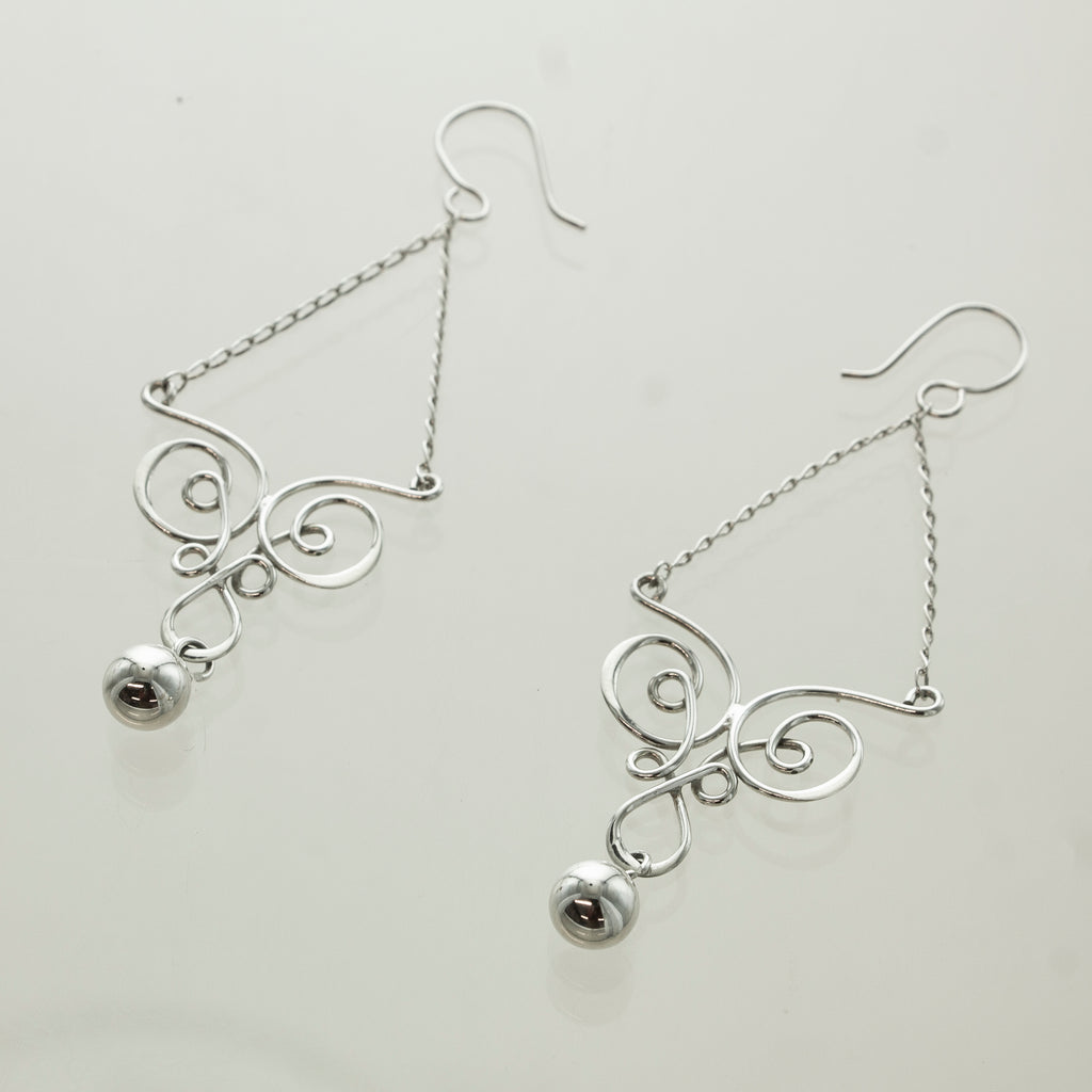 SS Swirl & Chain Balance Earrings